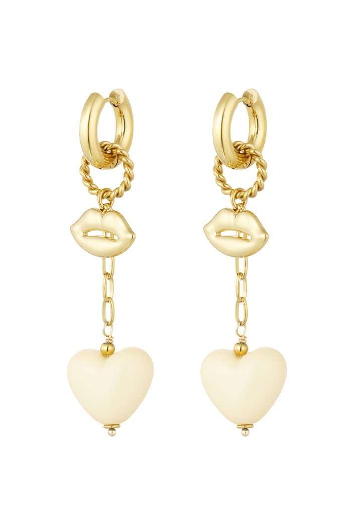 Earrings love on the lips - beige Gold color 