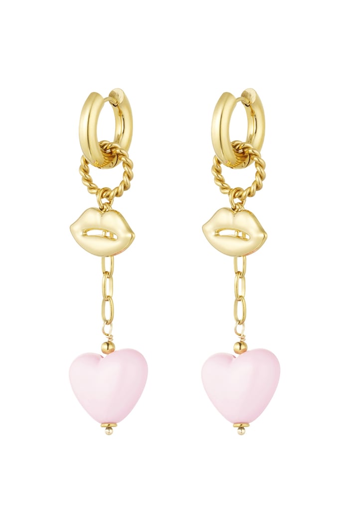 Earrings love on the lips - pink Gold color 