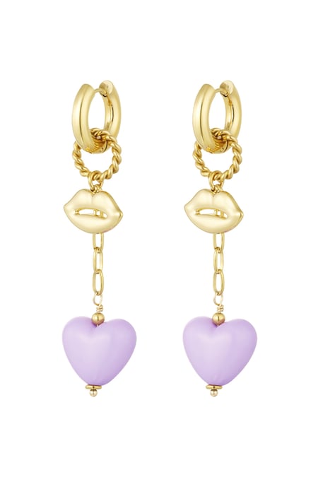 Earrings love on the lips - lilac