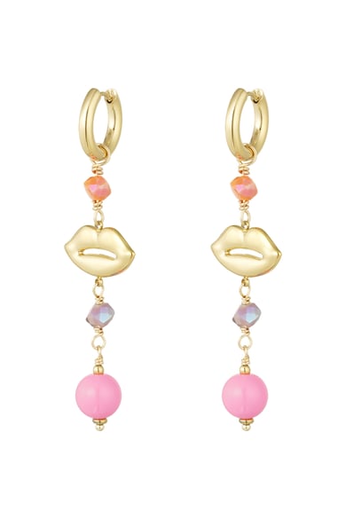 Earrings lips on fire - blue green h5 