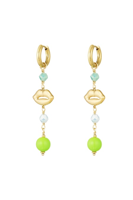 Earrings lips on fire - blue green