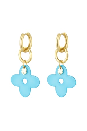 Earrings lucky number - blue Gold color h5 