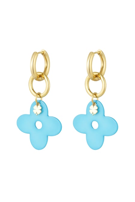 Earrings lucky number - blue Gold color