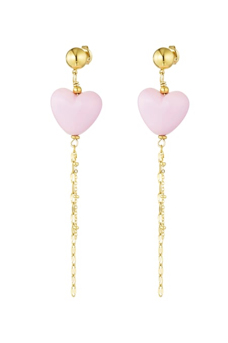 Earrings no strings attached - pink Gold color