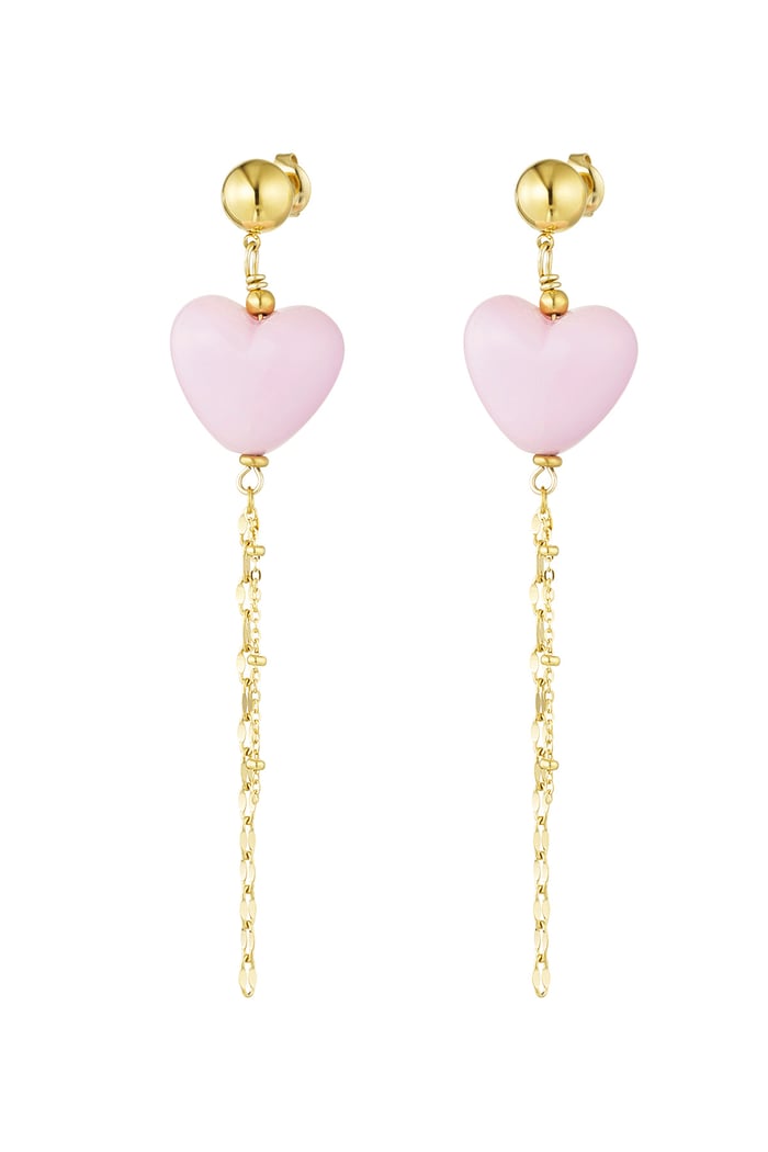 Earrings no strings attached - pink Gold color 