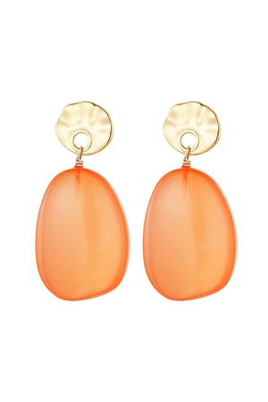 Earrings round and oval - orange/Gold color  h5 