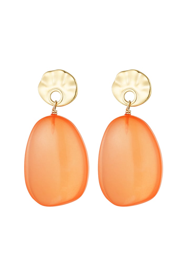 Earrings round and oval - orange/Gold color  