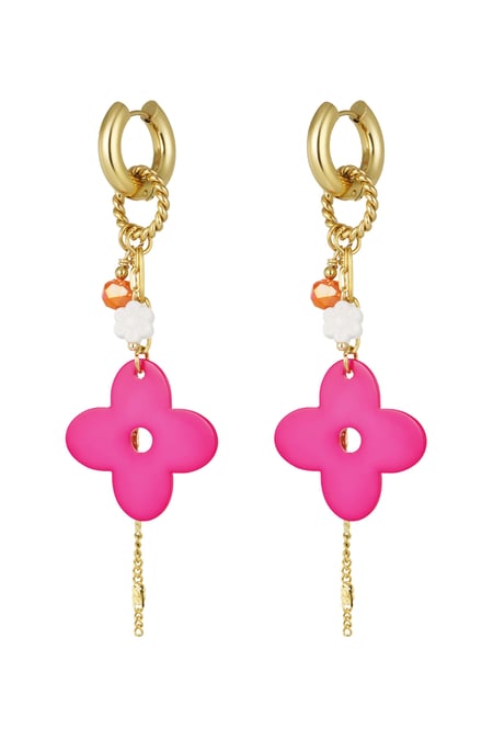 Earrings flower power - fuchsia 2