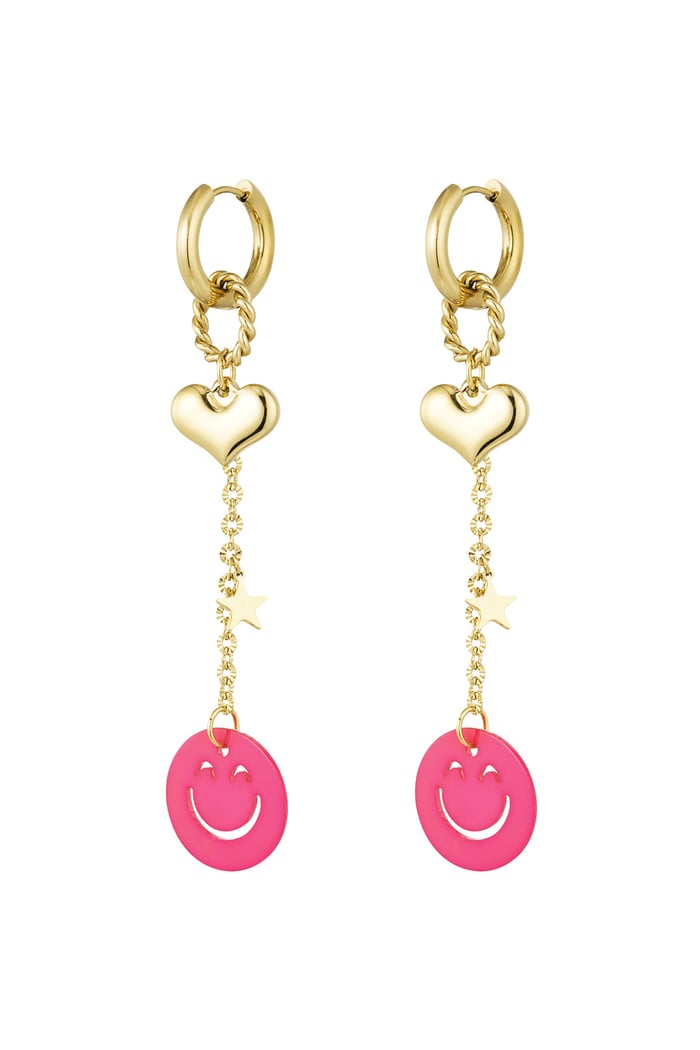 Earrings love to smile - fuchsia 