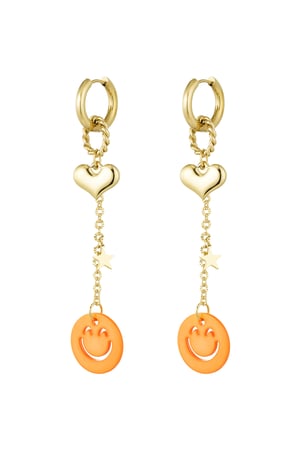 Earrings love to smile - orange Gold color h5 