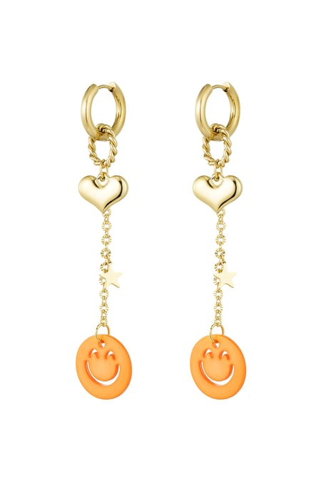 Earrings love to smile - orange Gold color 2