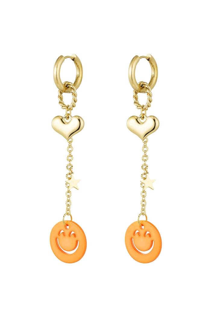 Earrings love to smile - orange Gold color 