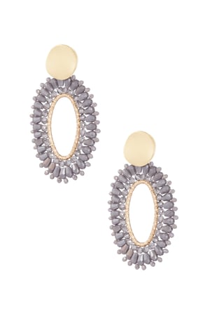 Oval statement earrings - dark gray  h5 