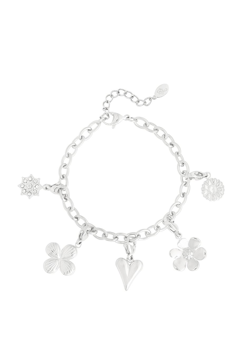 Bracelet with heart-shaped charms - Silver Color color 