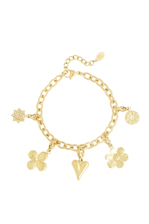 Bracelet with heart-shaped charms - Gold color h5 