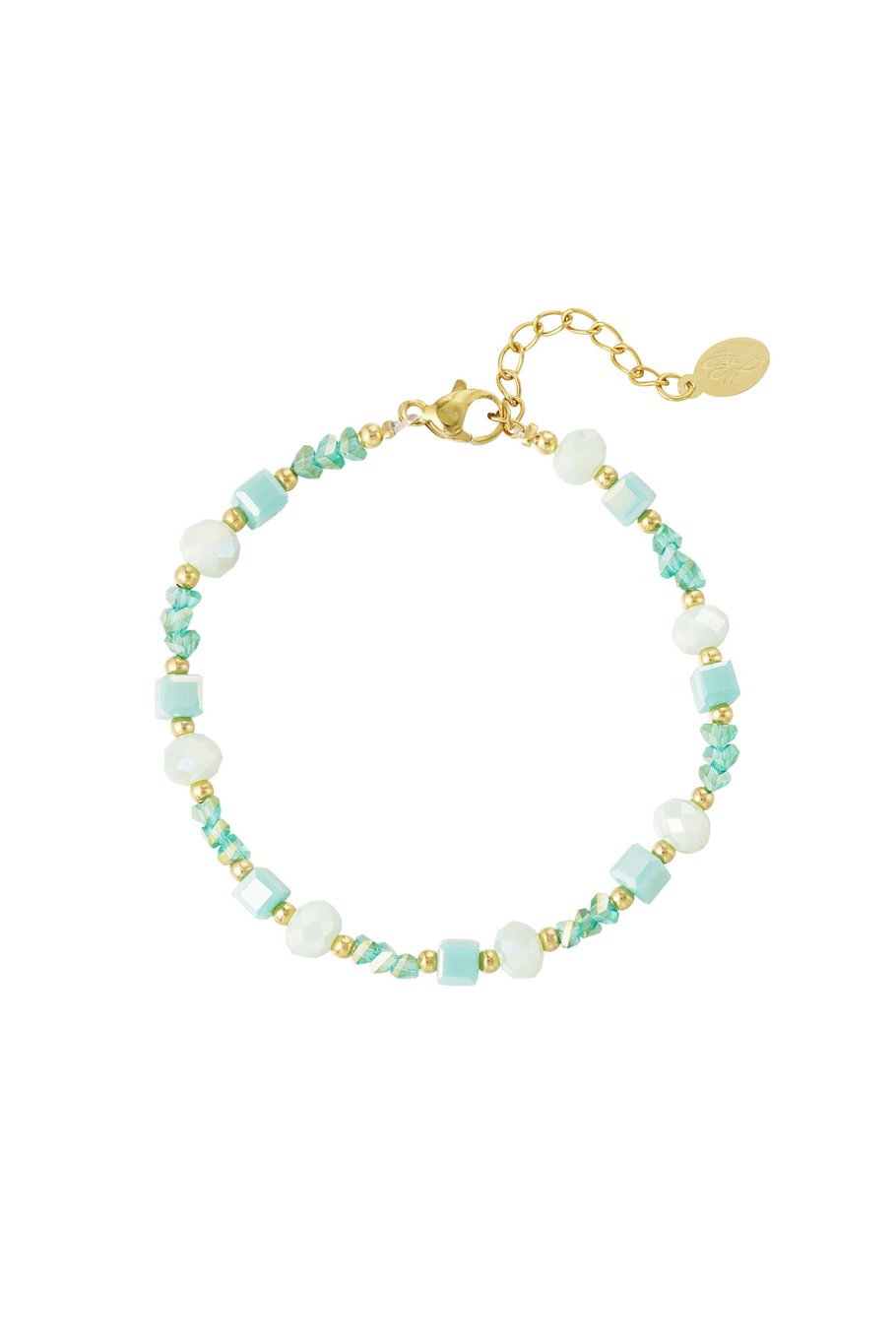 Bracelet twisted love - green Gold color (Pack with plastic bag)