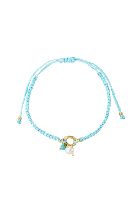 Pulsera trenzada con perla - azul claro 2