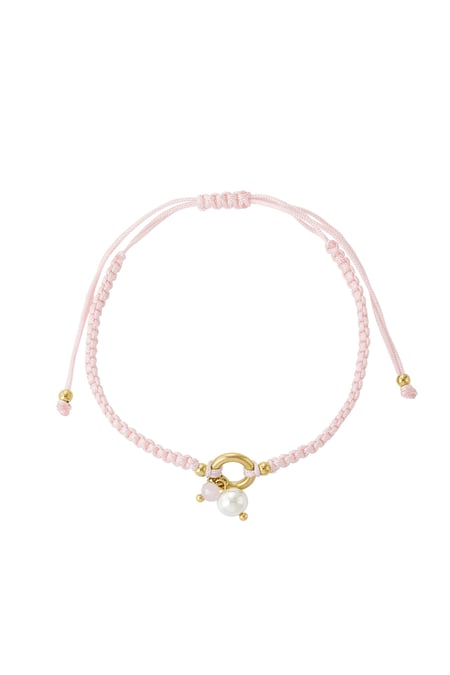 Bracciale intrecciato con perla - rosa chiaro