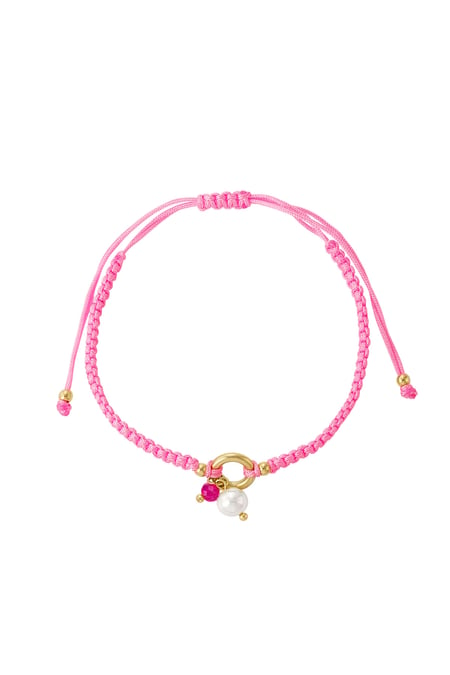 Braided bracelet with pearl - Pink 2