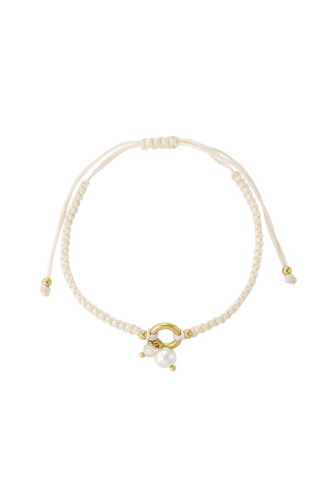 Pulsera trenzada con perla - beige 2