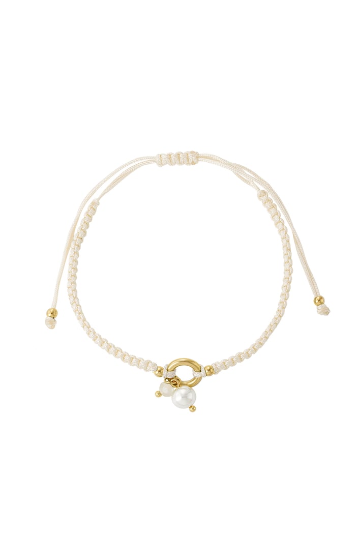 Braided bracelet with pearl - beige 