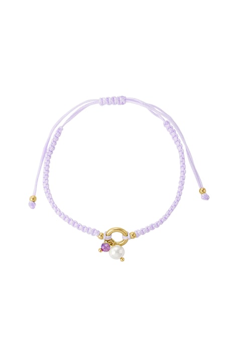 Pulsera trenzada con perla - lila 2