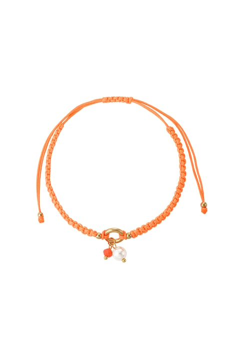 Pulsera trenzada con perla - naranja 2