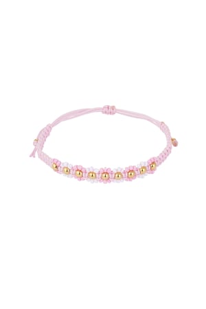 Braided bracelet with flowers - pink/Gold color  h5 