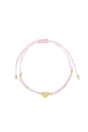 Braided bracelet with heart - pink/Gold color h5 