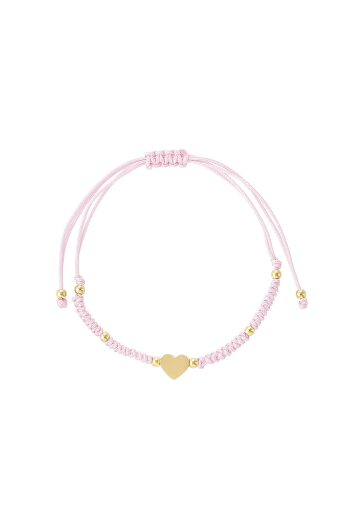 Braided bracelet with heart - pink/Gold color 