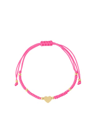 Geflochtenes Armband mit Herz - Fuchsia h5 