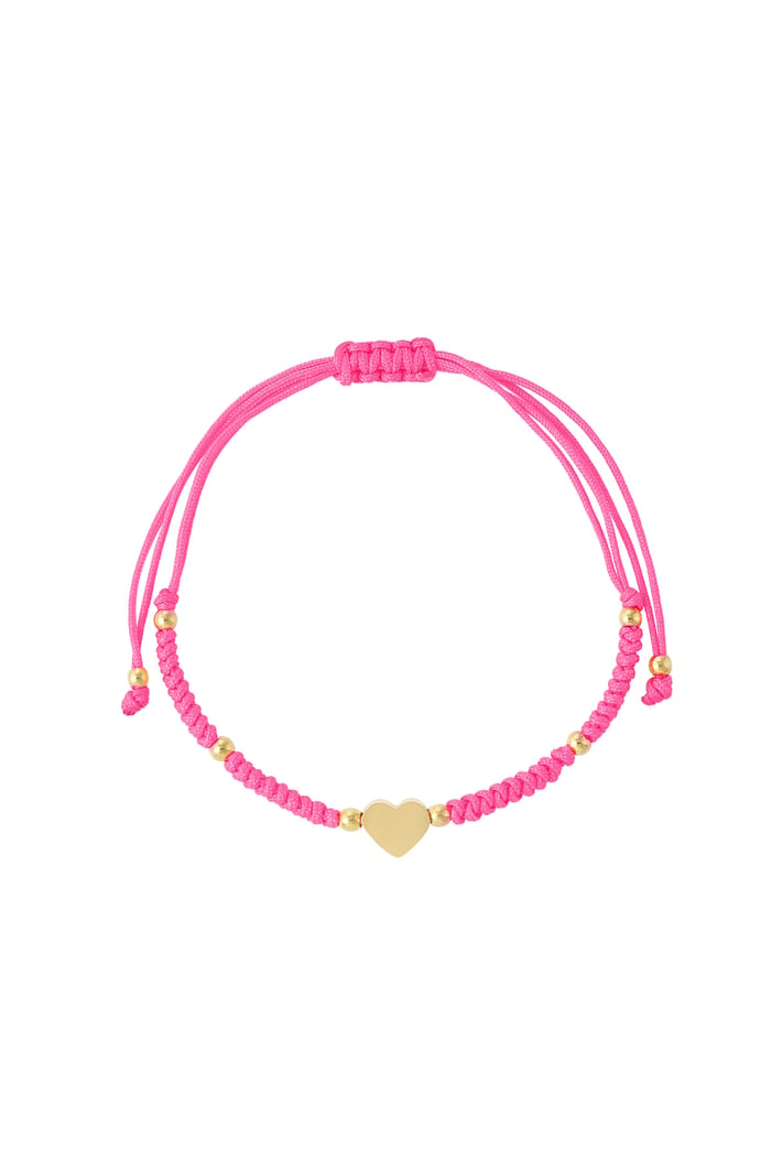 Geflochtenes Armband mit Herz - Fuchsia 