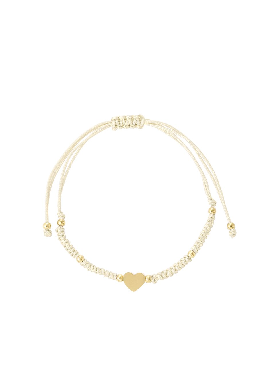 Braided bracelet with heart - beige/Gold color 