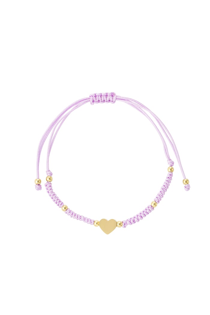 Braided bracelet with heart - lilac 