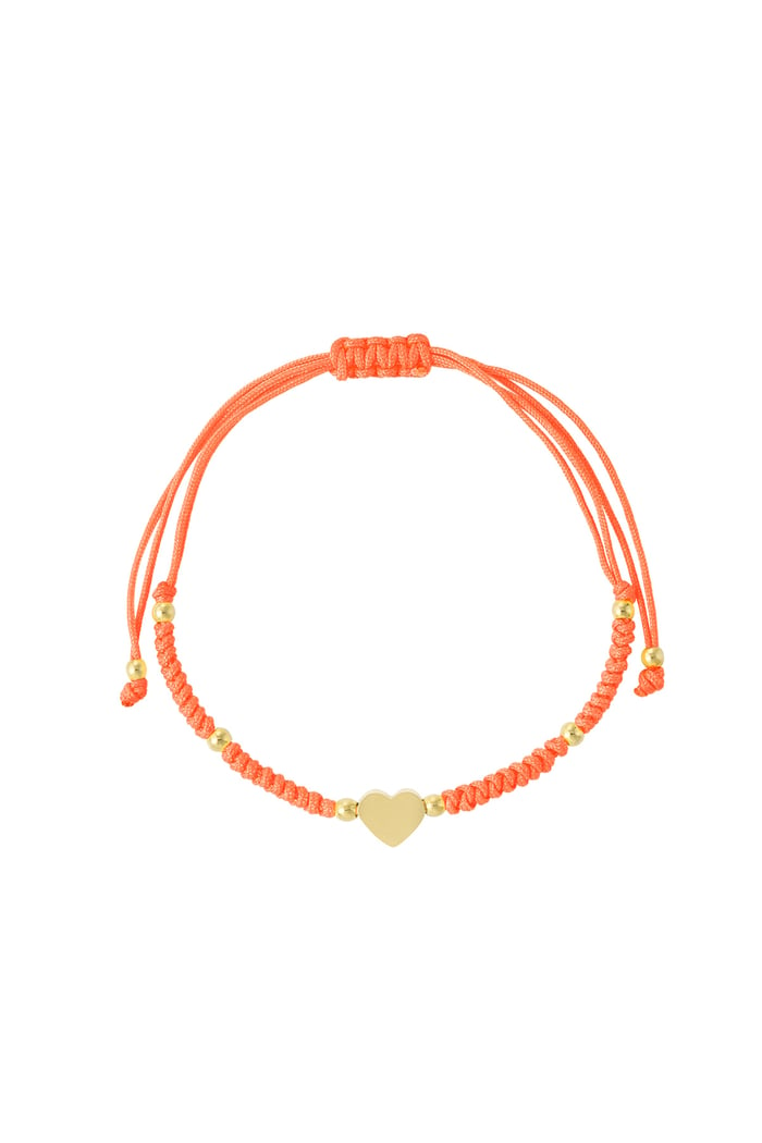 Braided bracelet with heart - orange/Gold color  