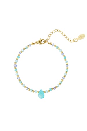 Bead bracelet with drop charm - blue/Gold color h5 