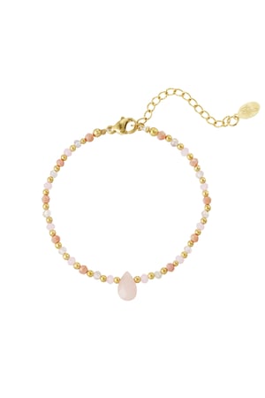 Bead bracelet with drop charm - pink/Gold color h5 