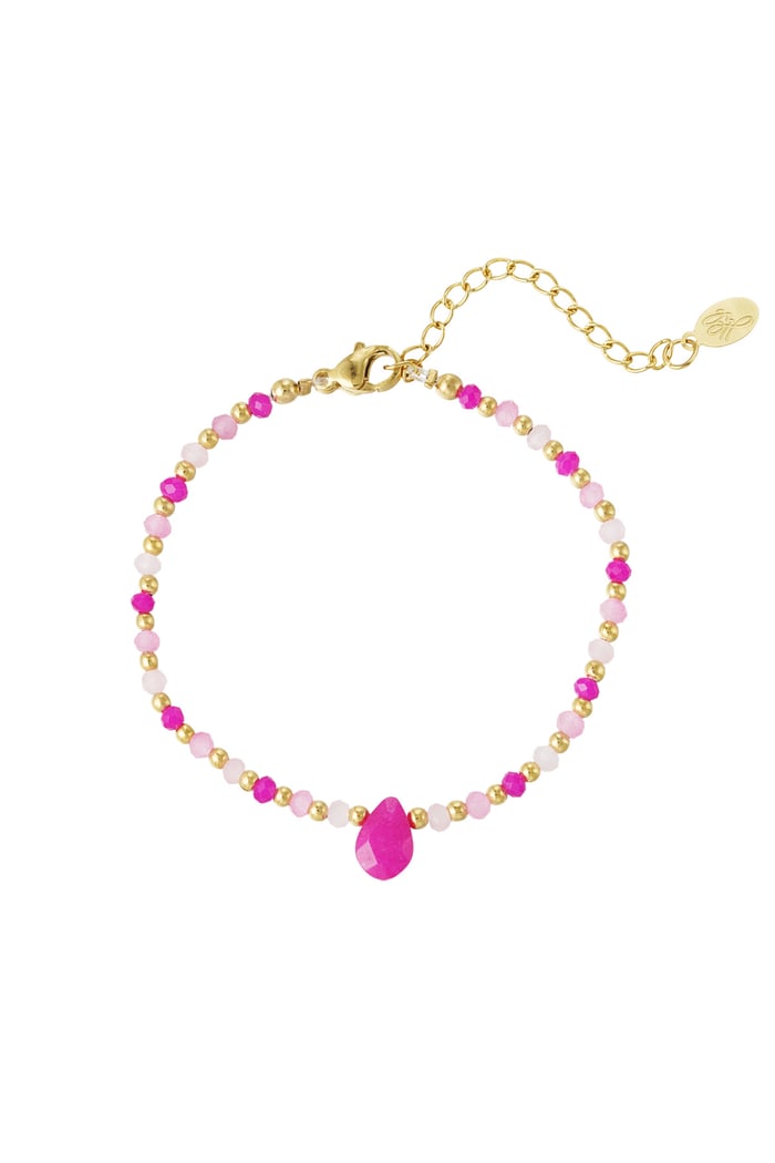 Perlenarmband mit Tropfenanhänger – Fuchsia 