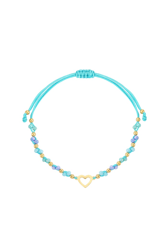 Summer bracelet colorful heart - blue Gold color 