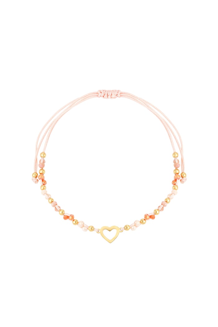 Summer bracelet colorful heart - orange Gold color 