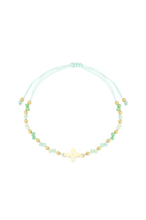 summer bracelet with beads - green / Gold color h5 