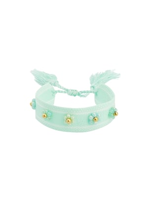 Fabric bracelet with flowers - mint h5 