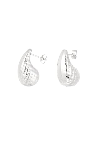 Drop earrings with structure small - Silver Color color h5 