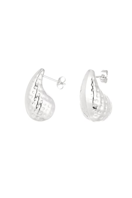 Drop earrings with structure small - Silver Color color