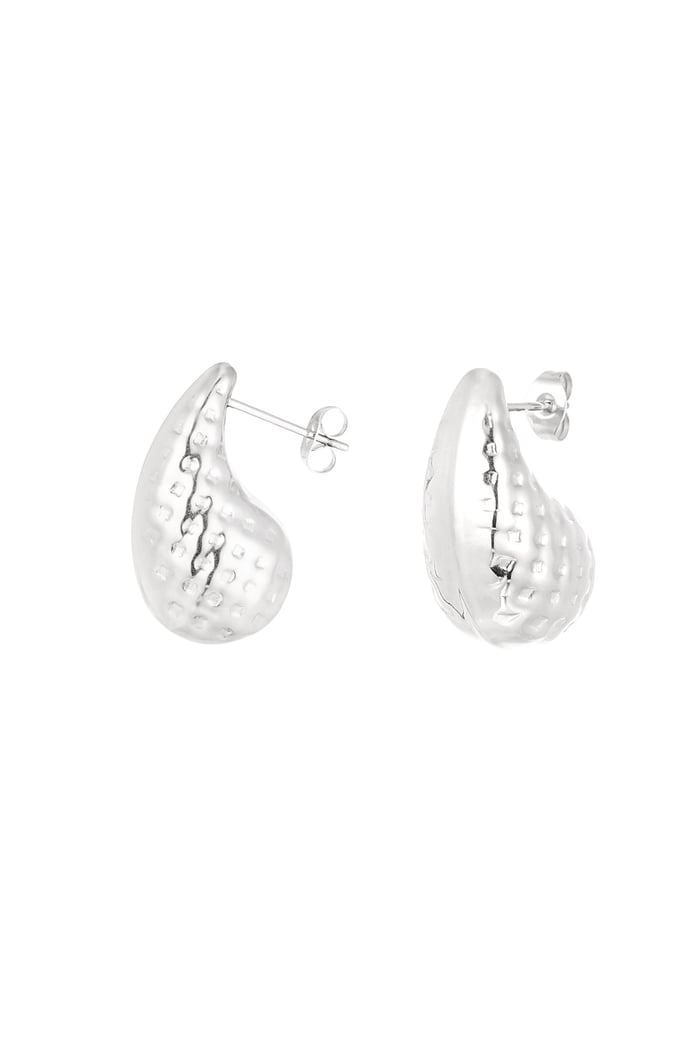 Drop earrings with structure small - Silver Color color 