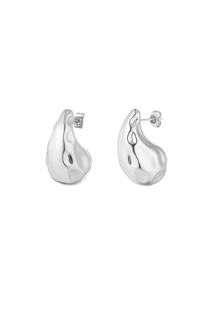 Dented drop earrings - Silver Color color h5 