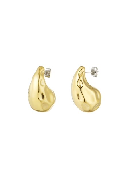 Dented drop earrings - Gold color 2