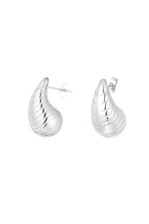 Drop earrings with structure large - Silver Color color h5 