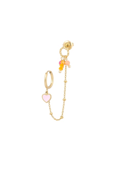 Double summer love earring - orange pink