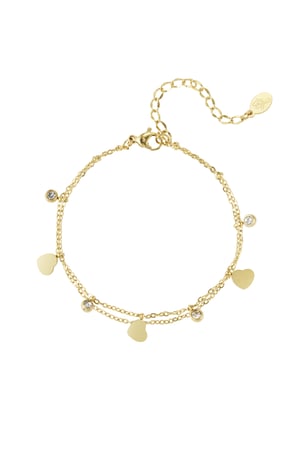 Charm-Armband mit Herzen und Diamanten – Goldfarbe - Goldfarbefarbe h5 